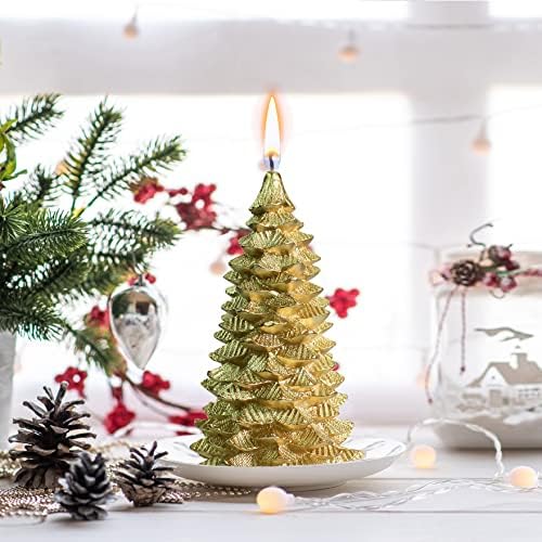 Metalik Altın Parıltılı Noel Ağacı Mumu 9 İnç Boyunda Yaklaşık Yanma süresi 17 Saattir.