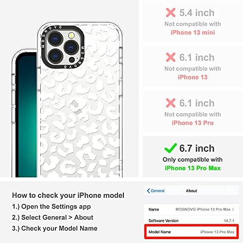 MOSNOVO ile Uyumlu iPhone 13 Pro Max Durumda, beyaz Leopar Baskı için Kız Kadın Erkek [Buffertech Darbeye ] Şeffaf TPU Tampon