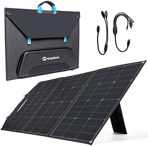 NınjaBatt 120W Katlanabilir Taşınabilir Güneş Paneli-Elektrik Santralleri için Güneş Paneli Şarj Kiti, Jackery, Goazl Zero Yeti,