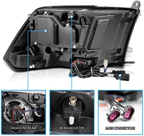 AmeriLite Projektör Mat Siyah Farlar LED DRL Switchback Park Dönüş Sinyali için 09-18 Dodge Ram 1500 2500 3500 Kamyon-Yolcu ve