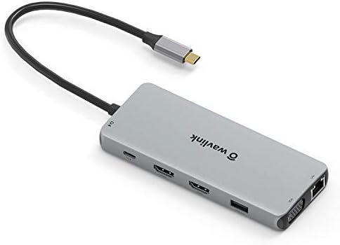 USB C hub,Wavlink USB C Hub Multiport Adaptörü USB C Dongle, 12 in 1 USB C Çift HDMI Adaptörü MacBook Pro için Uyumlu,USB C Dizüstü