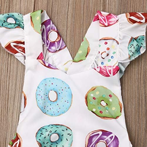 Yenidoğan Bebek Kız Bir Doğum Günü Romper Renkli Donut Bodysuit Tulum Kafa Bandı Yaz Kıyafeti 0-24 M