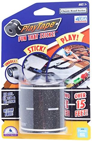 InRoad Oyuncaklar Arabalar ve Tren Setleri için PlayTape Siyah Yol etiket rulosu, 15 Feet-1 Paket