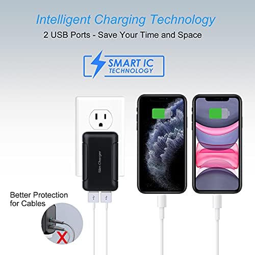 USB Şarj Cihazı, OKRAY 3 Paket Katlanabilir 2 Portlu Ekstra İnce Güç Adaptörü Taşınabilir ve GaN Şarj Ünitesi, iPhone/iPad, Samsung