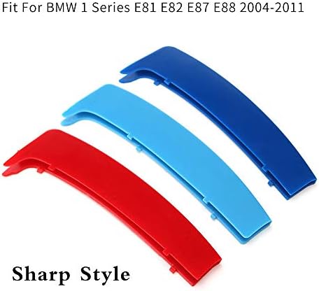 Longzhımeı Fit BMW 1 Serisi ıçin E81 E82 E87 E88 2004-2011 M-Renkli ön ızgara Ekle Trim Şeritler ızgara kapağı 3 Adet (12 Izgaraları)