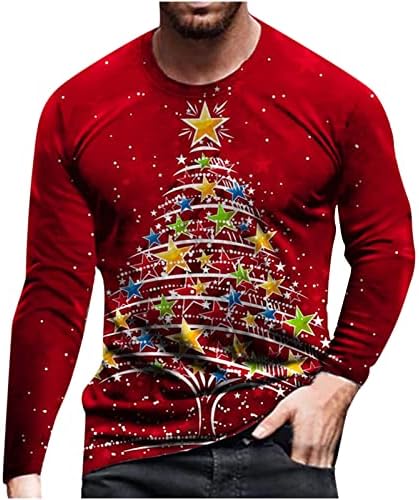 Ozmmyan Uzun Kollu Egzersiz Gömlek Erkekler ıçin Rahat Noel Yay-Düğüm 3D Dijital Baskı Kazak Yuvarlak Boyun Bluz T-Shirt