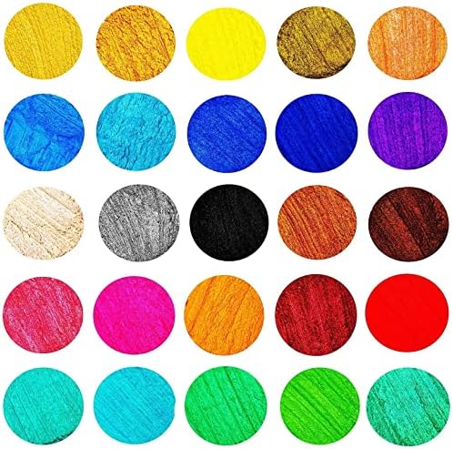 Epoksi Reçine için TECHAROOZ Mika Tozu, 25 Renk Dudak Parlatıcısı Pigment Tozu, Sabun Yapımı için Renklendirici, Balçık, Mum