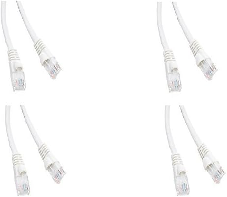 Cat5e Yüksek Hızlı LAN Ethernet Yama Kablosu, Takılmayan/Kalıplanmış Önyükleme, 5 Ayaklar, Beyaz, 4 Paket