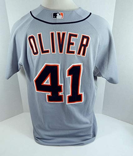 2010 Detroit Tigers Andy Oliver 41 Oyun Kullanılmış Gri Forma Ernie Harwell P 47 - Oyun Kullanılmış Major league Baseball Formaları