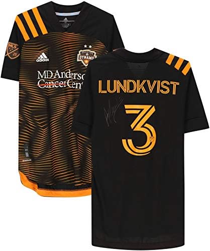 Adam Lundkvist Houston Dynamo İmzalı Maç - 2020 MLS Sezonundan 3 numaralı Siyah Formayı Kullandı-İmzalı Futbol Formaları