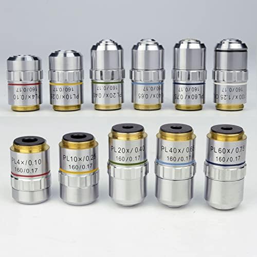 XuuSHA El Dijital Mikroskop Aksesuarları 40X 10X 4X 100X Planı Akromatik Objektif DIN Lens Gümüş Biyolojik Mikroskop Lensler