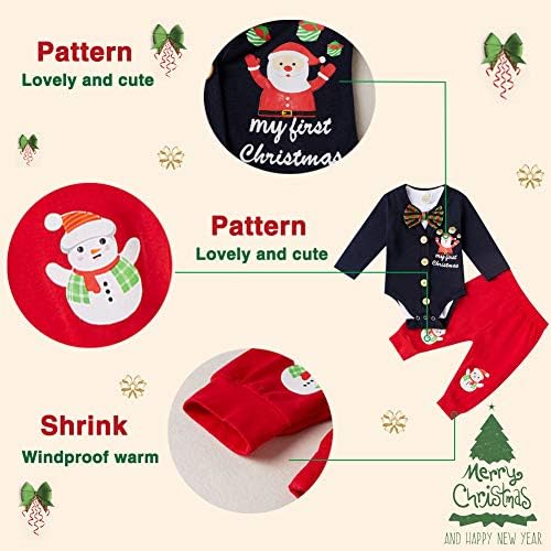 Xıfamnıy Bebek Erkek Noel Beyefendi Kıyafet 3 Adet Pantolon ve Üst Setleri Yenidoğan