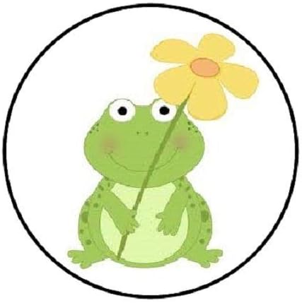 Sticker Sevimli Kurbağa ile bir Çiçek Zarflar Etiket (48 paketi) (1.2 inç)