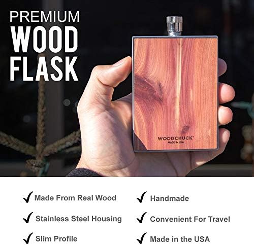 Woodchuck / 3 oz. Sedirde Ahşap Şişe-Premium Woodgrain, Paslanmaz Çelik Gövde / ABD'de Sürdürülebilir Kaynaklı ve El İşi