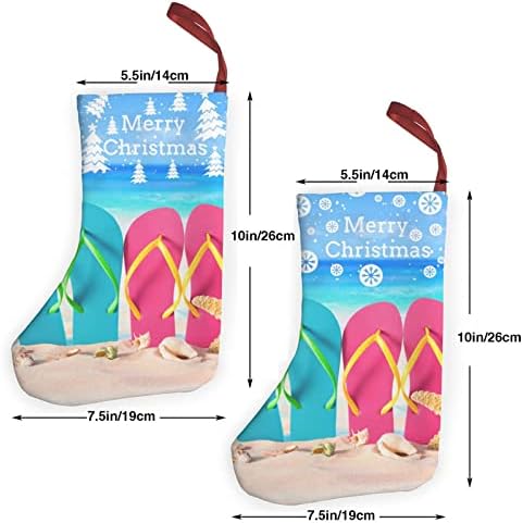 GLRTORE Terlik Plaj Noel Çorap 2 Paket 10 İnç, Noel Çorap Noel Ağacı Şömine Asılı Çorap Noel Şeker Mevcut Çanta için Aile Noel