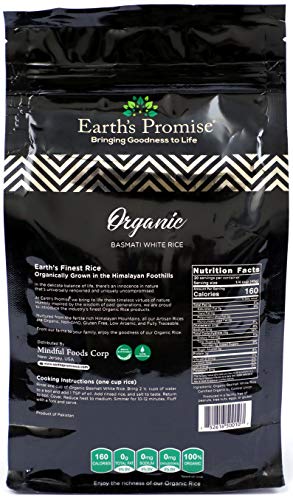 Dünya'nın Sözü-Organik Basmati Beyaz Pirinç 32 oz (1 Paket) - Organik, GDO'suz, Doğal Yaşlı Aromalı, Glutensiz, Alerjensiz, Düşük