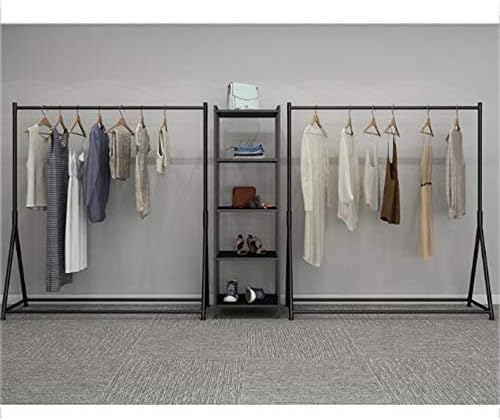 Basit Kararlı Giysi Rayı, Demir Zemin Hazır Giyim Rayı, Giyim Mağazaları Aile Yatak Odası, Dayanıklı / Siyah / 150 × 170×40cm