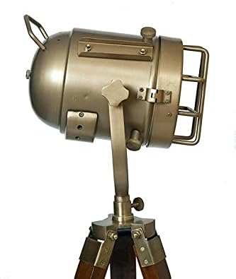 Antika Spot ışık zemin lambası el yapımı ahşap Tripod standı deniz ışıldak lambası