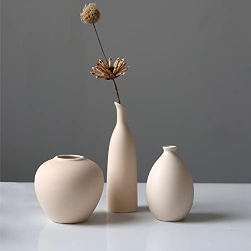 Abbittar Seramik Vazo 3 Set, Küçük Çiçek Vazolar için Rustik Ev Dekor, Modern Çiftlik Dekor, Oturma Odası Dekor, Raf Dekor, Masa
