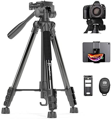 KINGJUE kamera tripodu Canon Nikon DSLR için 60” Hafif Tripod Uzaktan Deklanşör ile Tablet telefon tutucu ve Taşıma çantası Max