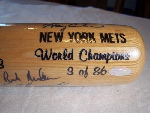 1986 Dünya Serisi Şampiyonu New York Mets Takımı İmzalı Yarasa Carter Knight Steiner İmzalı Major League Baseball Yarasaları