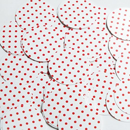 Beyaz Opak Yuvarlak 30mm Couture Gevşek Paillettes üzerinde pullu Kırmızı Polka Dot