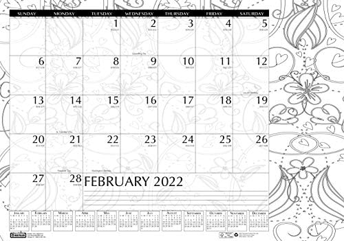 House of Doolittle 2022 Aylık Masa Pedi Takvimi, Doodle Siyah Beyaz, 22 x 17 İnç, Ocak - Aralık (HOD187-22)