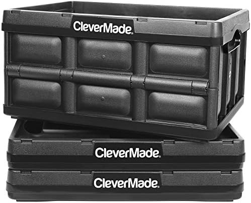 CleverMade-8034119-21843PK 62L Kapaklı Katlanabilir Saklama Kutuları, 3 Paket, Neptün Mavisi ve 32L Katlanabilir Saklama Kutuları-Dayanıklı