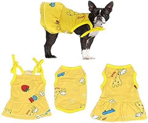 ROZJOVU Sarı Köpek Etek Doggie Elbiseler Doggy Giyim için Küçük Orta Köpekler Kız Doggie Giyim Elbiseler Gömlek Kıyafetler için