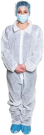 AMZ Tek Kullanımlık Tulumlar. 5 Beyaz Hazmat Takım Elbise XX-Large paketi. Uzun Kollu, Fermuarlı, Açık Bilekler ve Ayak Bilekleri