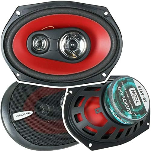 2 Audiobank 6x9 700 Watt 3 Yollu Kırmızı Araç Ses Stereo Koaksiyel Hoparlörler-AB6970