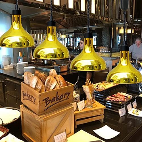 Asılı gıda ısı lambası ticari gıda ısıtıcısı ışıkları teleskopik ısıtma lambaları büfe mutfak restoran(dia.29 cm, ayarlanabilir
