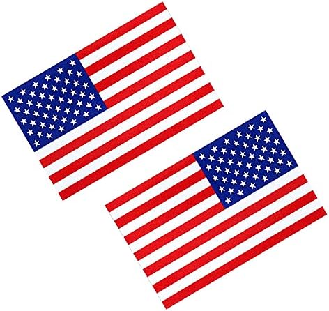 Amerikan Bayrağı Mıknatıs Çıkartması, 2 Paket 5x3 İnç ABD Bayrağı Çıkartmaları ile Vatansever Yıldız Yansıtıcı Stripes Otomobil