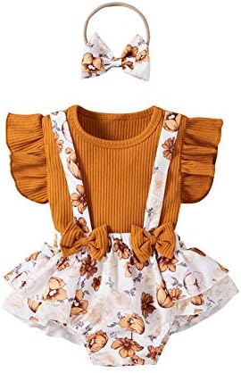 Yenidoğan Bebek Bebek Kız Giysileri Romper Şort Set Fırfır Onesies Bodysuit Sevimli Çiçek Yaz Kıyafet