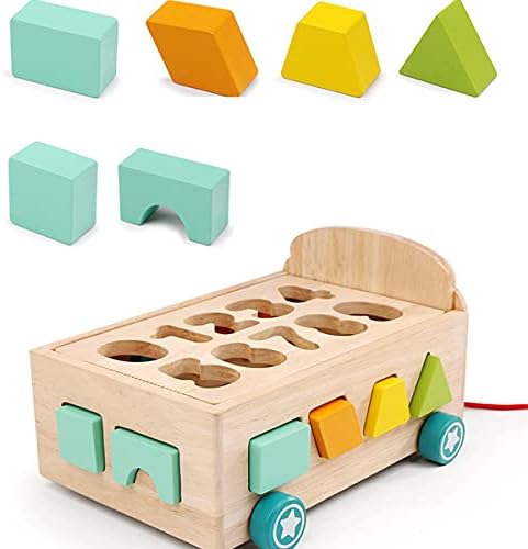 Klasik Ahşap Oyuncak Çekerek Otobüs 123 Numarası Öğrenme Şekli Bulmaca Maç Oyunu Montessori Duyusal Malzeme Çocuklar için Yaş