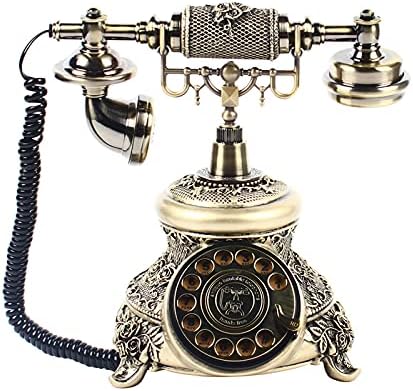Retro Vintage Telefon Antika Döner kadranlı telefon Eski Moda Masa Telefon Ev Dekor için Basma Düğmesi ile Arama (A)