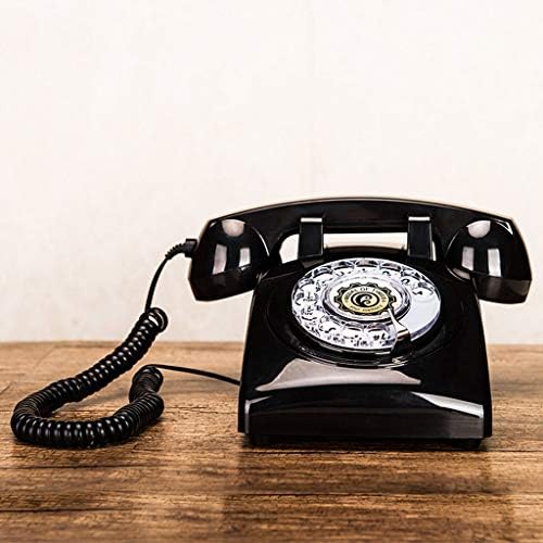 Qdıd Retro Tarzı Telefon/Döner Çevirmeli Telefon/Vintage Telefon/Klasik Masa Telefonu ile Döner Çevirici (Renk: Siyah-1)