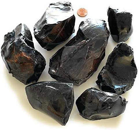 Eclipse 4Lb Kaba Doğal Obsidyen Kristaller-Ekstra Büyük 2” -4 Taşlar, Toplu Ham Siyah Maun Obsidyen Şifa ve Koruma için, Gölge