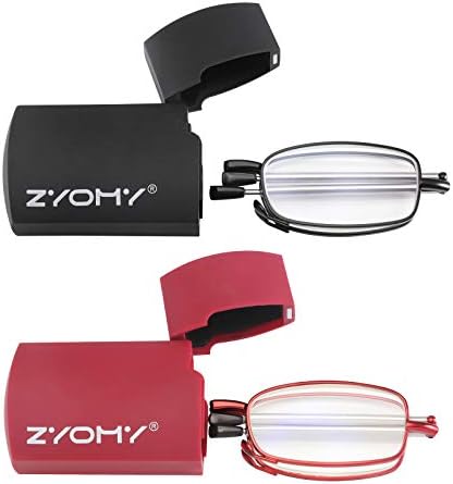 2-Pack Katlanır okuma gözlüğü Kadın Erkek için siyah ve kırmızı şarap mavi ışık engelleme ile gözlük durumda içerir