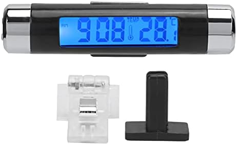 Araba Dijital Lcd Ekran, 2-İn-1 Araba ABS Dijital Termometre Saat Siyah Dashboard Mavi Aydınlatmalı Takvim Ekran