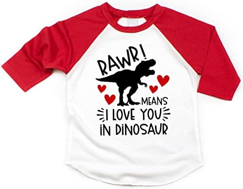 Bump ve Ötesi Tasarımlar Dinozor Sevgililer Günü Gömleği Çocuklar, Rawr Seni Seviyorum Demektir