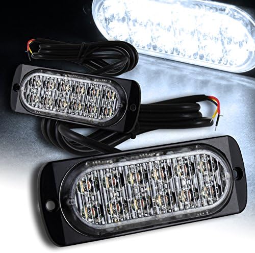 Q1-TECH, LED Acil Strobe ışıklar, 2X Amber beyaz 12-LED Strobe uyarı acil yanıp sönen ışık Dikkat ınşaat Tehlike ışık Bar İçin