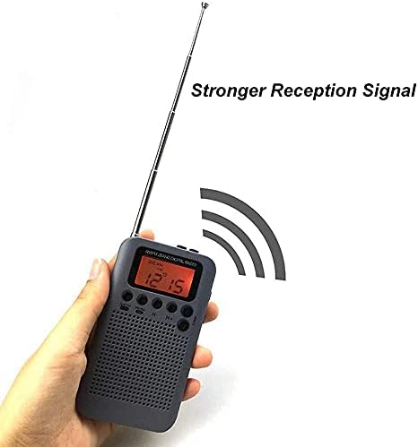 Jeeje Taşınabilir AM FM Radyo, dijital ekran Mini Cep Radyo ile Sürücü Hoparlör çalar Saat ve Uyku Zamanlayıcısı 3.5 mm Kulaklık
