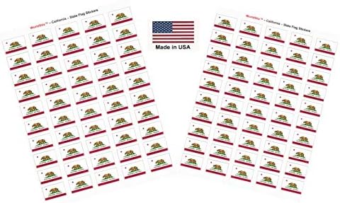 Made in USA! 100 Kaliforniya 1.5 x 1 Kendinden Yapışkanlı Devlet Bayrağı Çıkartmaları, İki Yaprak 50, 100 Kaliforniya Etiket