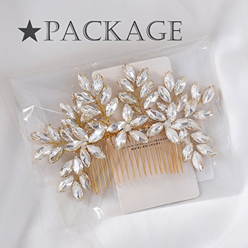 Jovono Gelin Düğün Saç Combs Kristal Gelin saç Aksesuarı Rhinestone Headpieces Kadınlar ve Kızlar için (Altın)