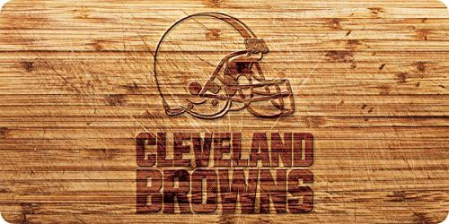 Cleveland Browns Woodgrain Tasarım Deluxe Plaka Etiketi Futbol