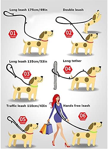 7 in 1 Çok Fonksiyonlu Ayarlanabilir Köpek Kurşun El Ücretsiz Pet Eğitim Tasma Yansıtıcı Çok Amaçlı Yürüyüş 2 Köpekler, Sarı