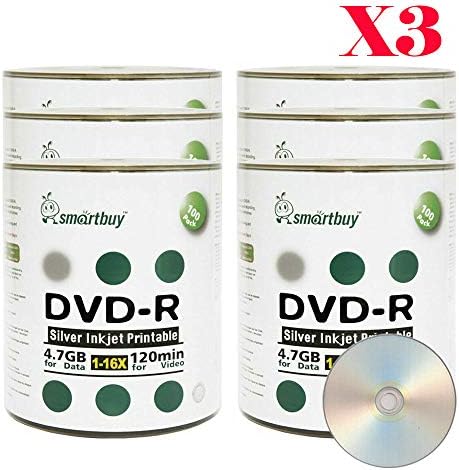 Smartbuy 1800-disk 4.7 gb / 120 dak 16x DVD-R Gümüş Mürekkep Püskürtmeli Hub Yazdırılabilir Boş Kaydedilebilir Medya Diski