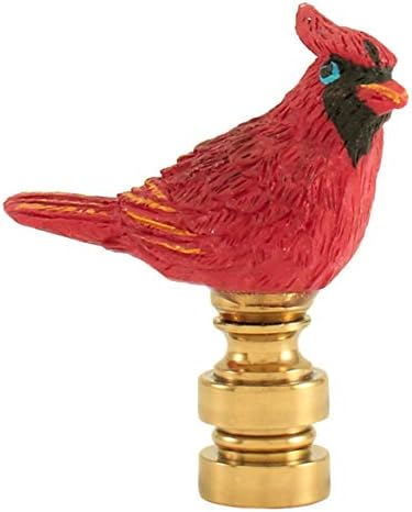 Kardinal lamba gölge Finial 2 Uzun Boylu kırmızı kuş cilalı pirinç altın taban ışık Topper el boyalı lamba gölge Topper abajur