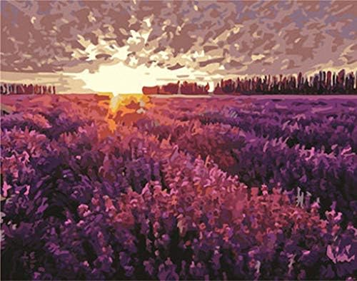 Günbatımı Güzel Lavanta Alan Manzara İğne Tuval A00588 (10CT Penelope, 14 X 18)